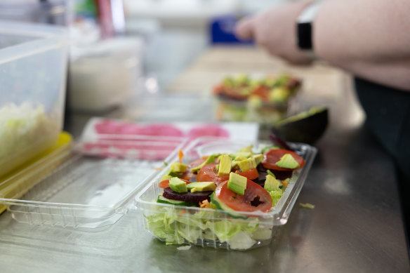 An example of a salad at a Queensland tuckshop. Tuckshop salads cost $4.85 on average versus $11.80 at a takeaway store.