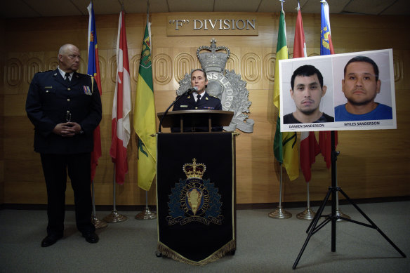 Assistant Commissioner Rhonda Blackmore speaks at a press conference in Regina, Saskatchewan to discuss the stabbing spree.