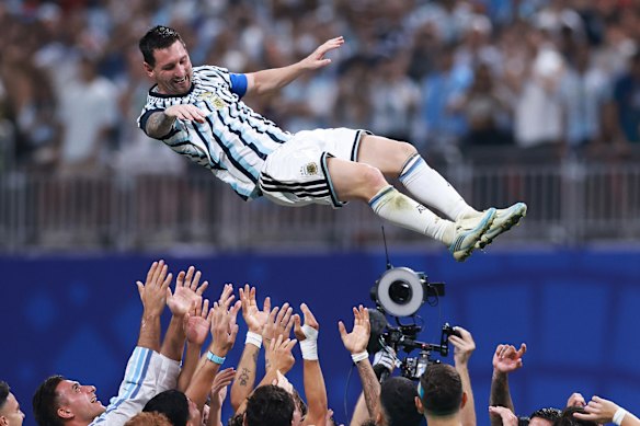 Lionel Messi of Argentina celebrates.