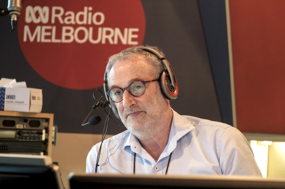 Jon Faine in the studio during his final week on air, in October 2019.