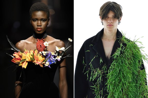 Nature-inspired looks that fit the Met Gala’s sprawling garden theme from Schiaparelli and Loewe.