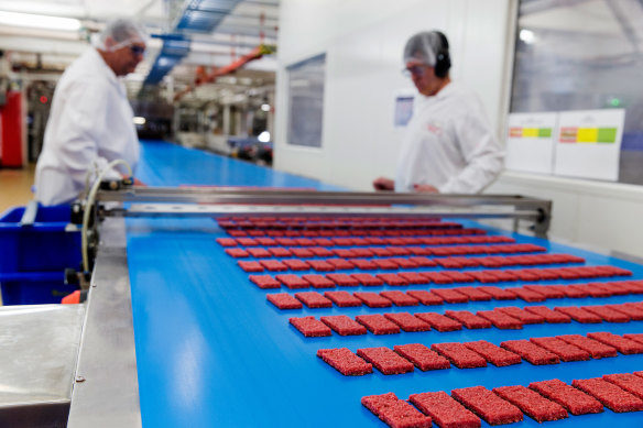 Workers making Cherry Ripes at a Cadbury factory.