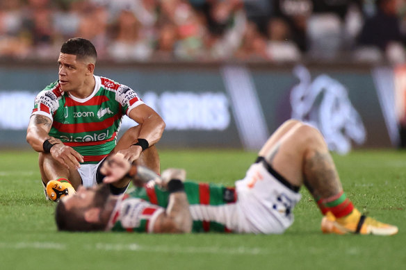 Dane Gagai can’t hide his agony after the Rabbitohs’ defeat to Penrith in the 2020 preliminary final.