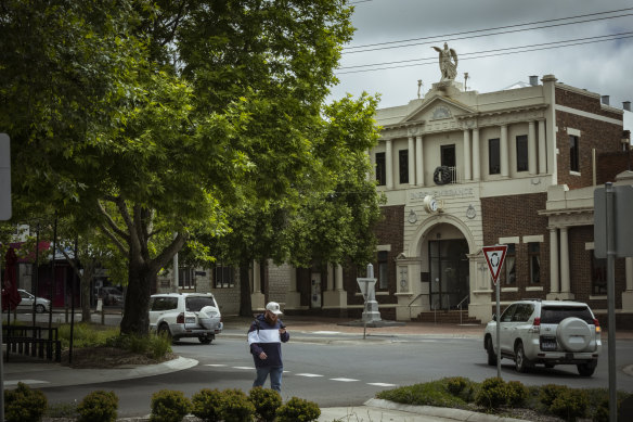 The main street of Leongatha, a town thrust into the spotlight by the alleged murder of three people with mushrooms.