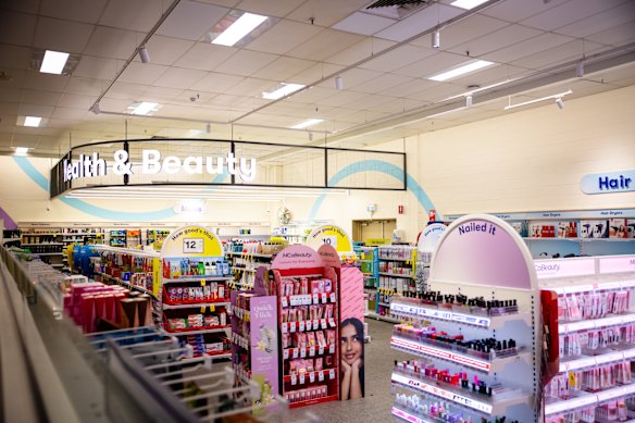 Big W Plumpton has been renovated to carve out distinct sections for health and beauty and tech products.