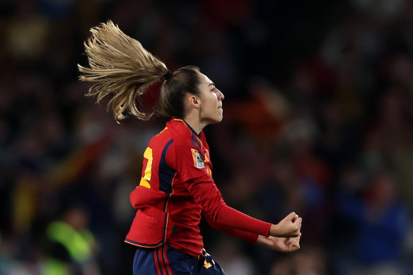 Olga Carmona after scoring the opening goal. 