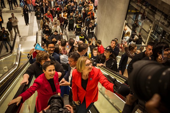 Transport Infrastructure Minister Gabrielle Williams (left) and Premier Jacinta Allan on Sunday.