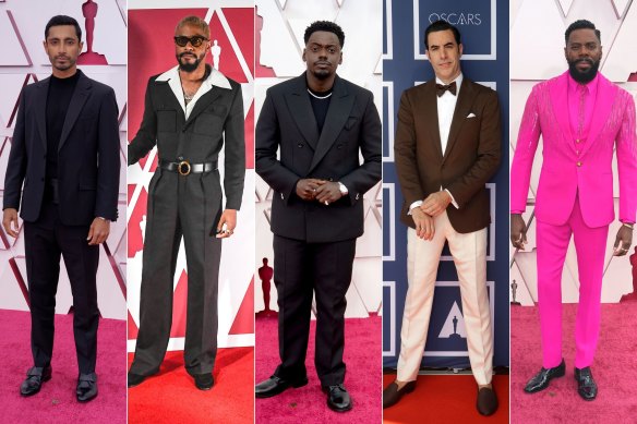 From left: Riz Ahmed, Lakeith Stanfield, Daniel Kaluuya, Sacha Baron Cohen, Colman Domingo.