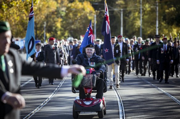 Melbourne’s Anzac Day march in 2021.