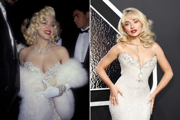 Madonna at the 1991 Oscars and Sabrina Carpenter at the VMAs.