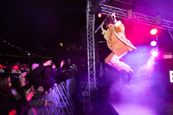 Opening weekend act Client Liaison kept revellers dancing before a fireworks spectacle.