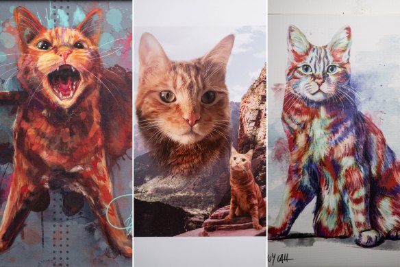 The online popularity of Phineas videos has led to the creation of paintings and faux-heroic portraits featuring the cult cat.