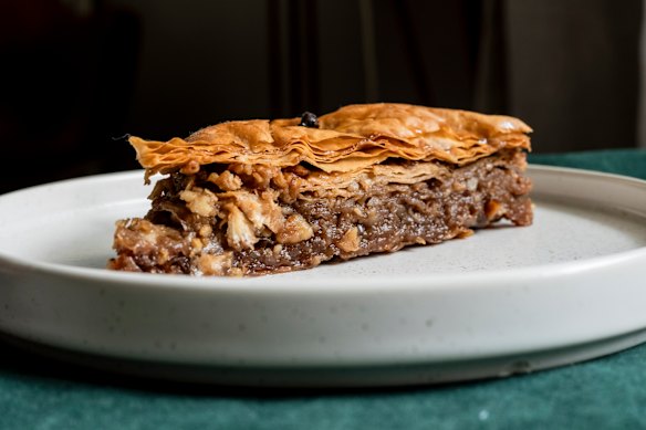 Walnut baklava is one of the standout house-made desserts served at this Osborne Park small bar.