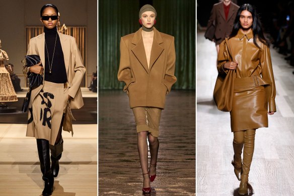 The big brown: Dior, autumn-winter 2024 in Paris; Saint Laurent, autumn-winter 2024 in Paris; Ferragamo autumn-winter 2024 in Milan.