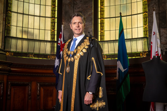 Melbourne Lord Mayor Nick Reece at his swearing-in ceremony last week.