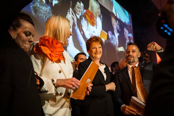 Pauline Hanson with One Nation’s Victorian leader Warren Pickering (right).
