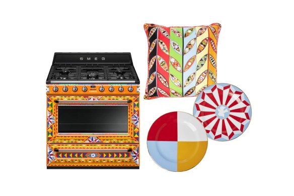 Dolce & Gabbana 900mm cooker; “Girandole and Marmo” cushion; “The Roman Holiday” dessert plates.
