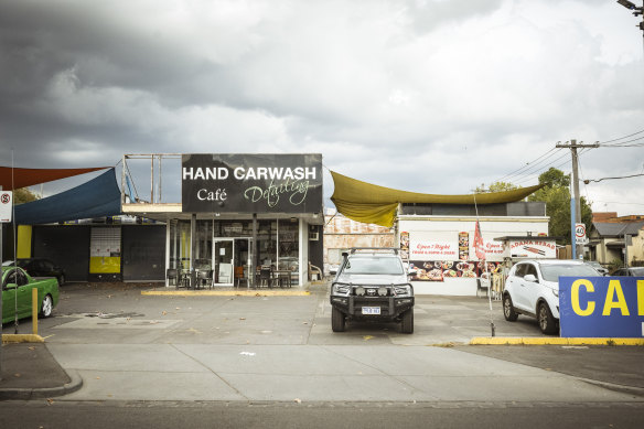 The site of the proposed development which houses Adana Kebab and Car Wash. 