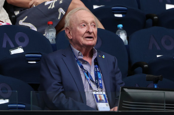Rod Laver watches Coco Gauff and Magdalena Frech.
