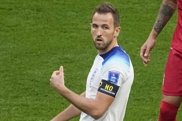 England captain Harry Kane wore a ‘no discrimination’ armband in the Three Lions’ first-up win.