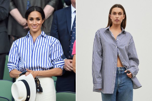 Since the Duchess of Sussex, the blue stripe has become an unofficial uniform for tennis spectators.