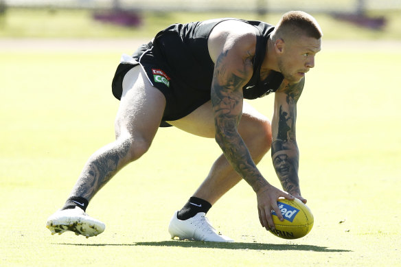 Jordan De Goey at Collingwood training last month.