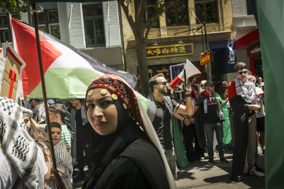 Thousands of pro-Palestinian protesters marched in cities around the country on Sunday.