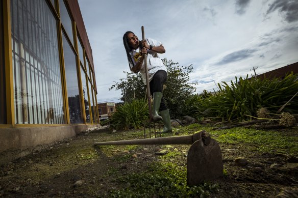 Sri Samy, founder of Friends of Refugees, has secured funding to build community gardens on this small patch of land in a Springvale industrial estate for the local refugee community.