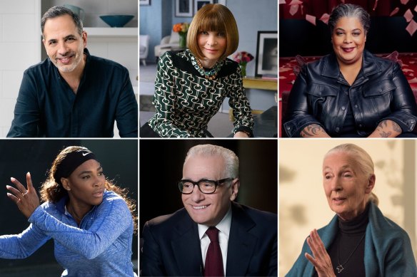 Top from left to right: Yotam Ottolenghi, Anna Wintour, Roxane Gay. Bottom from left to right: Serena Williams, Martin Scorsese and Jane Goodall.