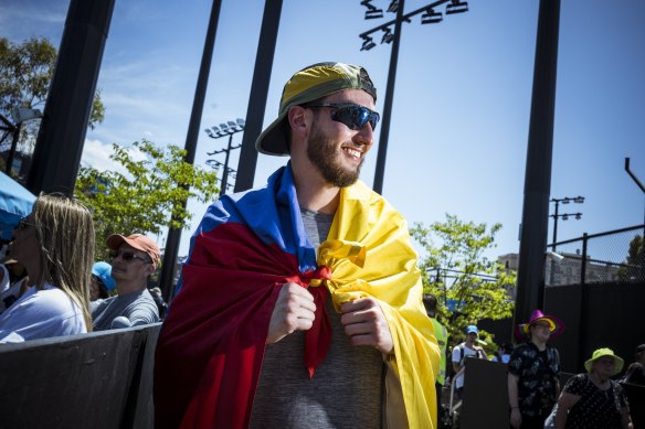 Colombian tennis fan Santiago Piedrahita, 27 here to watch Daniel Elahi Galan.