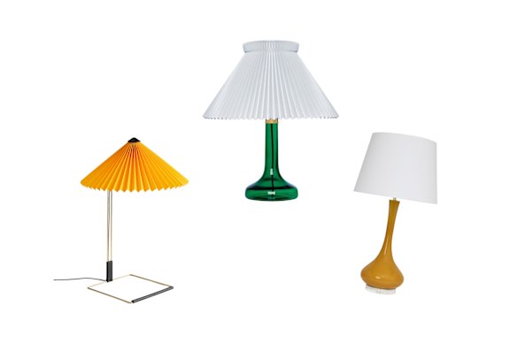 “Matin” table lamp; “Model 343″ table lamp; “Sofia” table lamp 