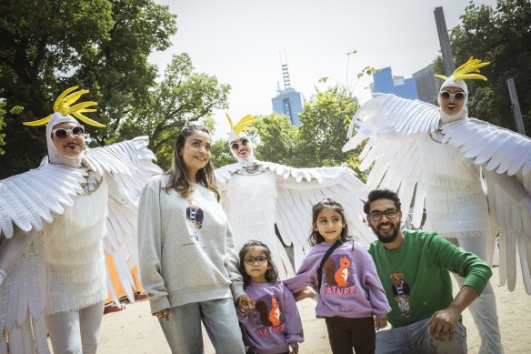 Anjali and Santosh Rauniyar with their daughters Zayah and Thea at Moomba 2023.