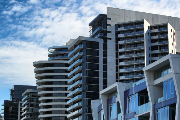 Docklands apartment rental prices are down more than 33 per cent.