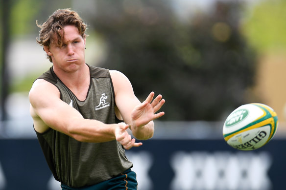 Wallabies skipper Michael Hooper at Friday’s captain’s run ahead of the Rugby Championship showdown with Argentina in Townsville.