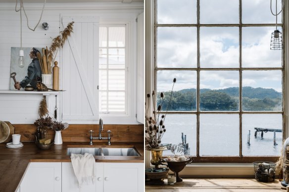 The cabin has stunning views over Lettes Bay and beyond.