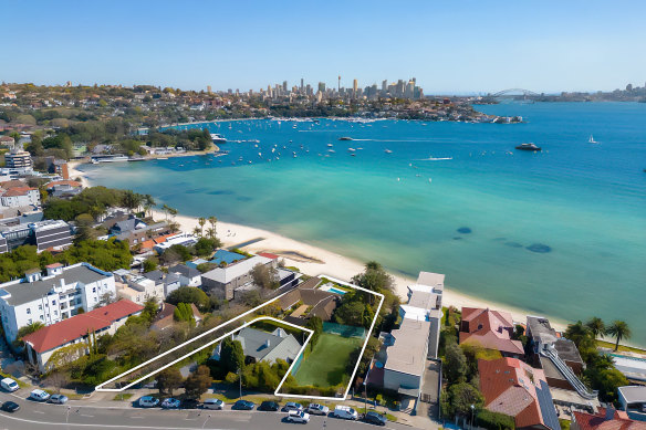 The Rose Bay estate includes what was formerly a tennis court and a beachfront pool set behind a Federation house.