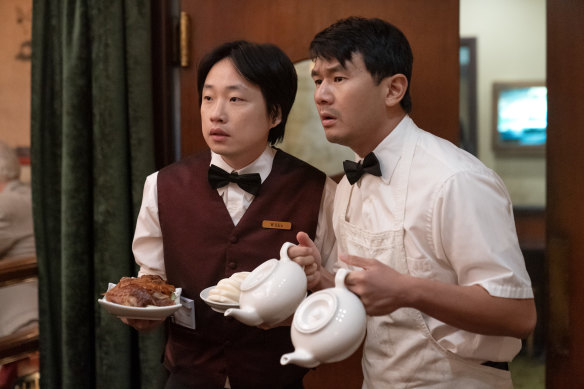 Jimmy O Yang and Ronny Chieng in <i>Interior Chinatown</i>.