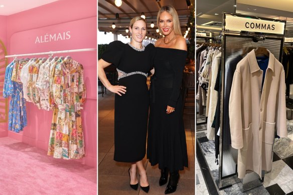 The Alemais pop-up at Harvey Nichols department store in London; Princess Anne’s daughter Zara Tindall with designer Rebecca Vallance at Harrods, London; Australian labels Commas and Song For The Mute in the menswear department of Harrods. 