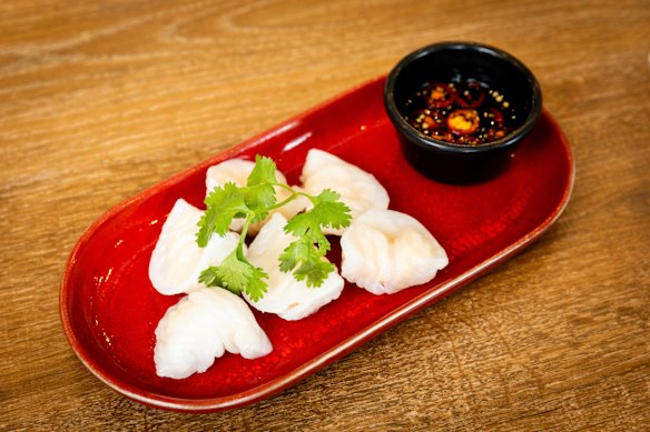A starter of prawn dumplings at Balmain Bowling Club.