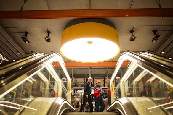 Under the lights at Anzac station.