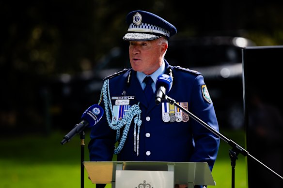 NSW Police Commissioner Mal Lanyon publicly acknowledges Mark Bransgrove’s death.