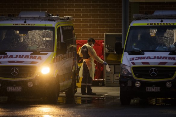 Ambulances at the Northern Hospital in Epping.