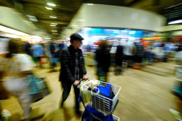 Shoppers at a busy Queen Victoria Market on Friday.