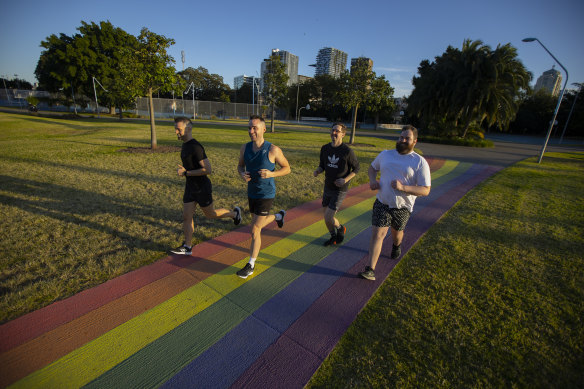 Progress: Sydney Queer Irish members Brian Parkinson, Fergal Quill, Ryan Bunker, and Brian Murphy train for the City2Surf.