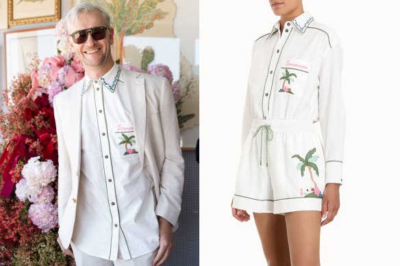 Style editor Damien Woolnough wearing Zimmermann’s Clover appliqué shirt. For safety reasons he was never photographed wearing the women’s trousers.