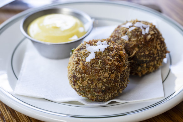 Arancini with aioli.