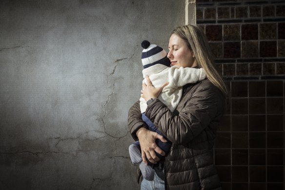 Neuroscientist Natalia Egorova Brumley with her six-month-old son.