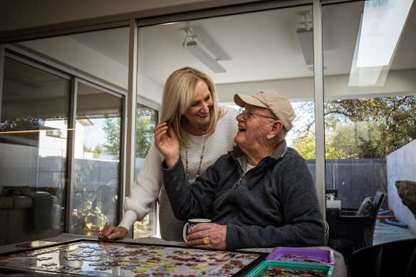 Joyce’s father-in-law, Ivan Tandora, lives with her and her partner for two weeks on and two weeks off.