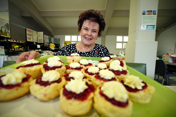 Lyn Harris with the Country Women’s Association’s renowned scones.