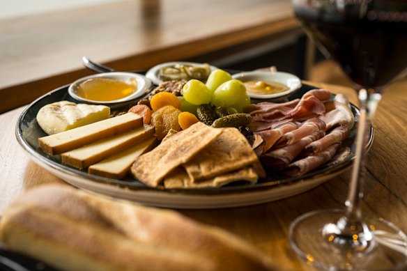 A tasting platter for two featuring local cheeses.